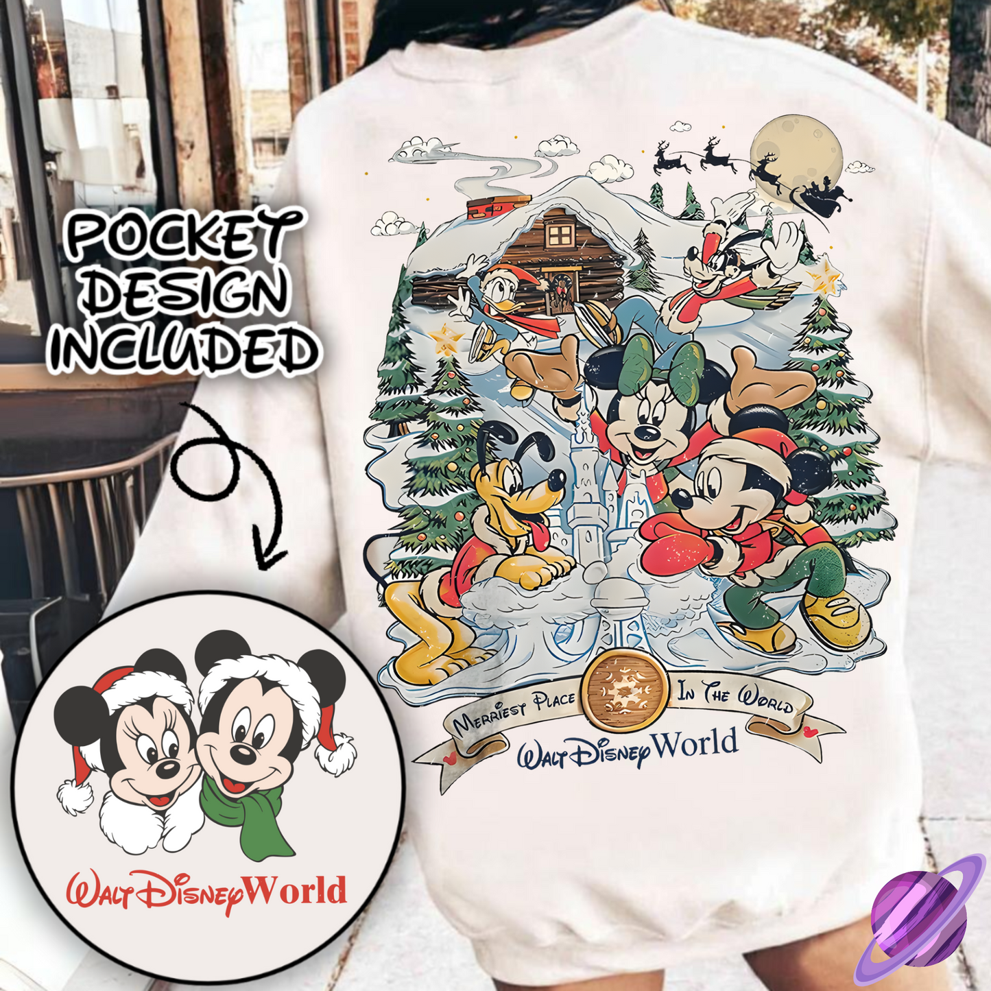 HOLIDAY FRIEND SNOW CASTLE SWEATSHIRT W/ POCKET PRINT