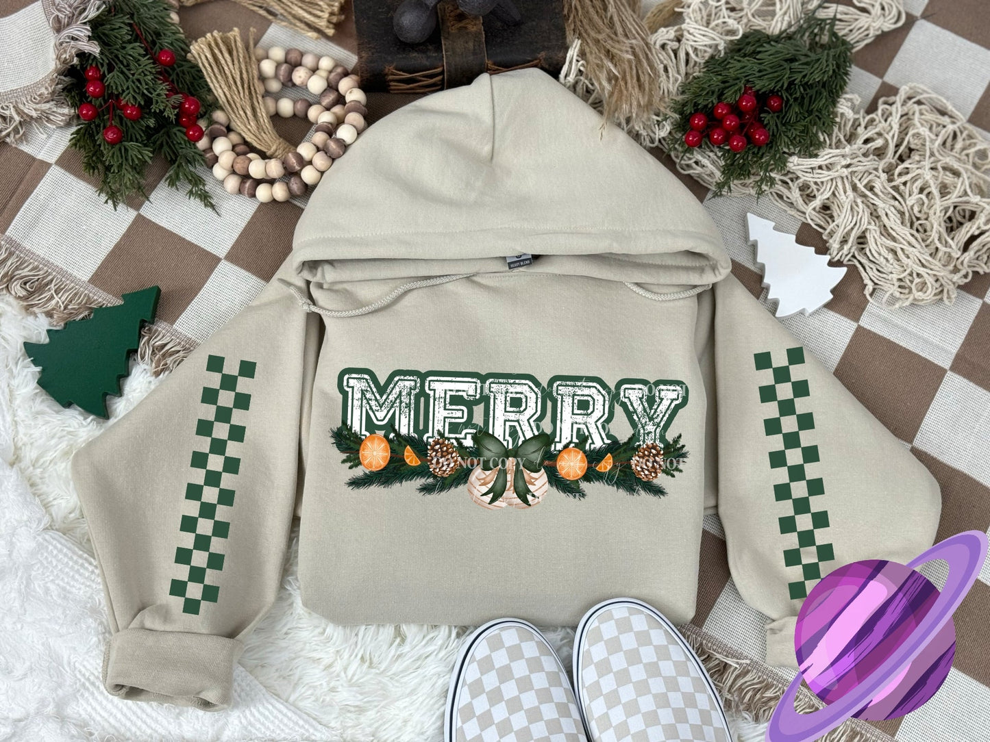 MERRY GREENERY HOODIE W/ SLEEVE DESIGN