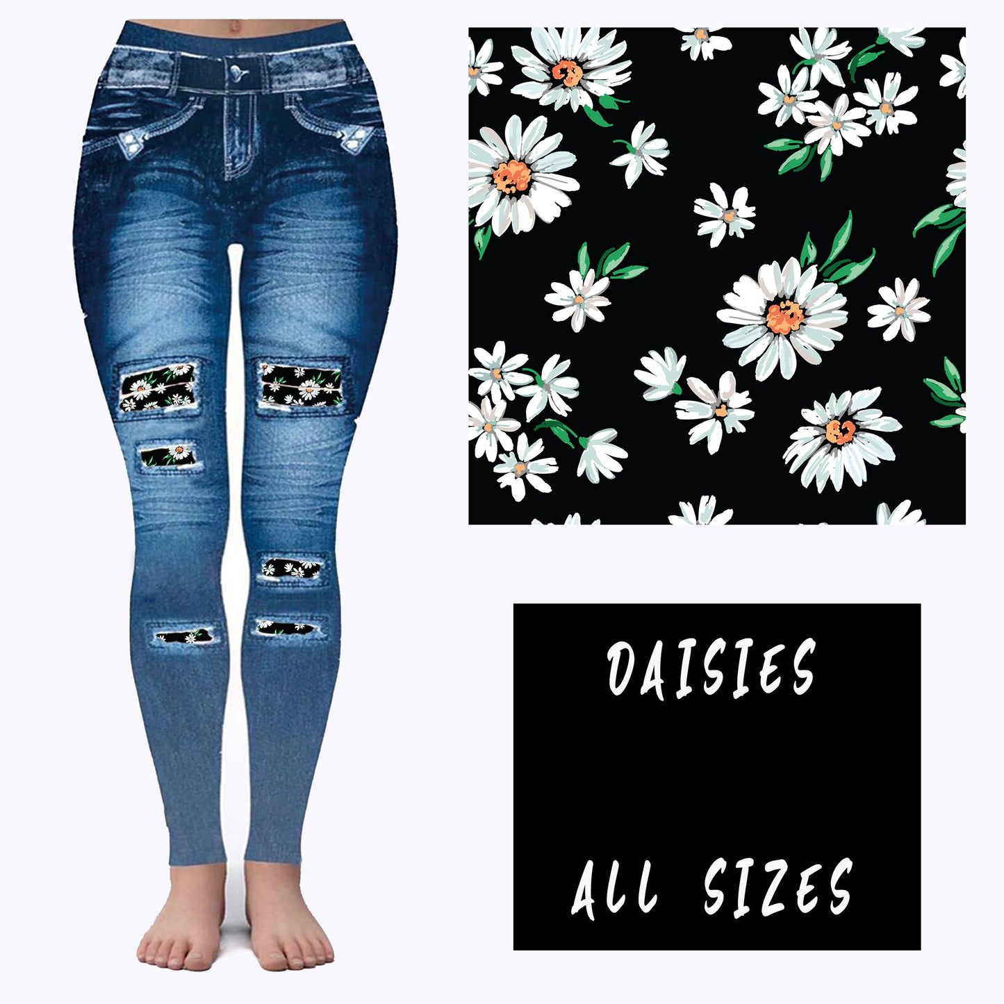 LEGGING JEAN RUN-DAISIES (ACTIVE BACK POCKETS)