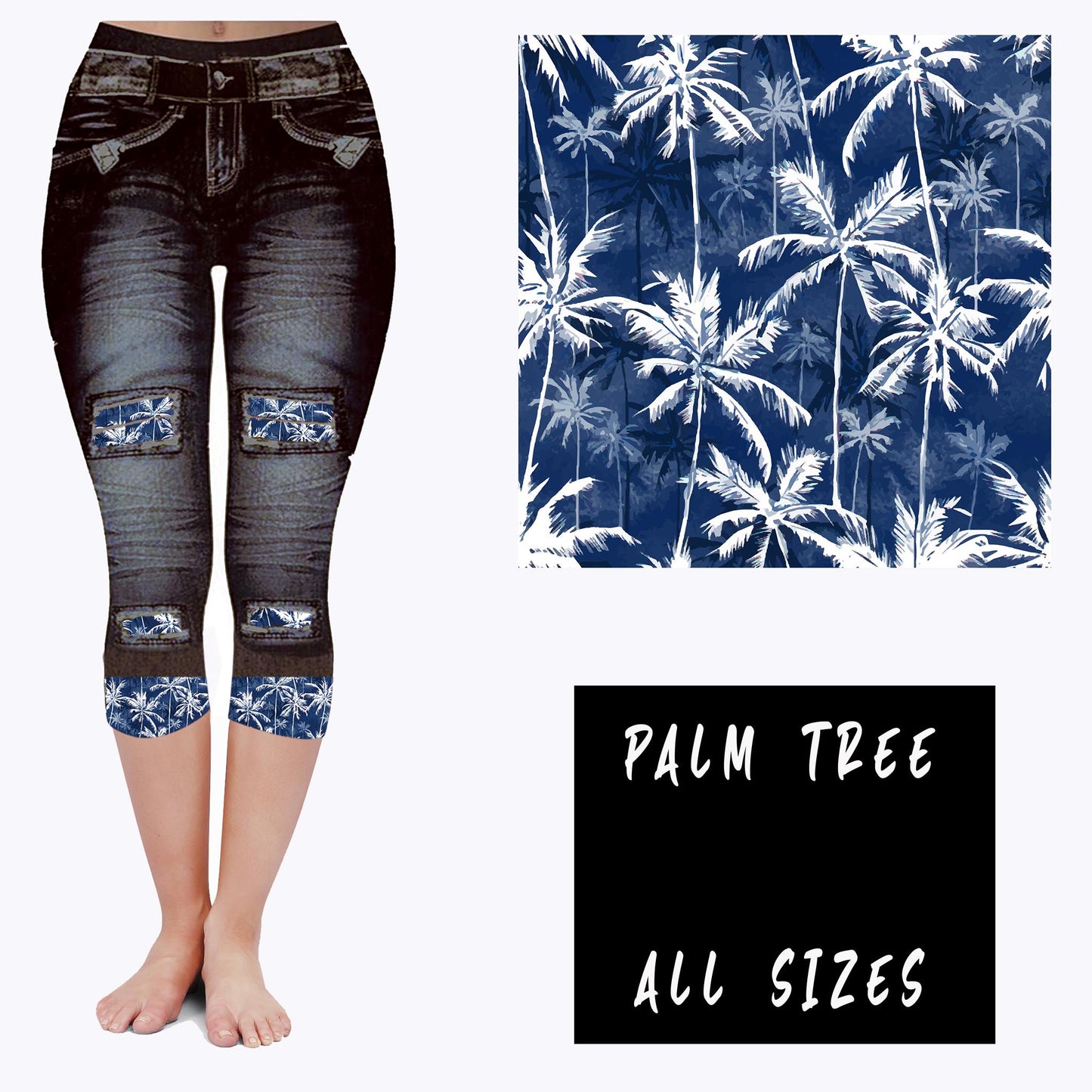 LEGGING JEAN RUN-PALM TREE (ACTIVE BACK POCKETS)