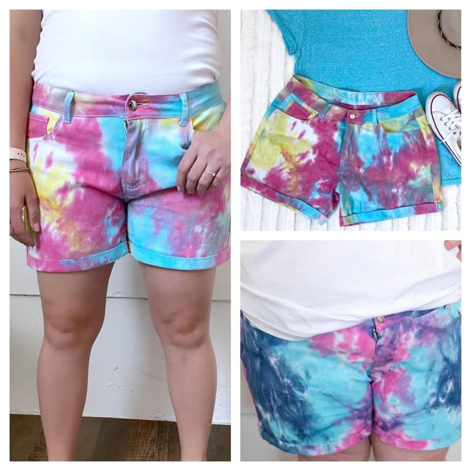 TIE DYE JEAN SHORTS