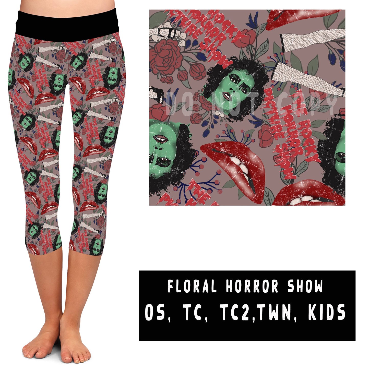 OUTFIT RUN 2- HORROR SHOW FLORAL LEGGINGS/CAPRI/JOGGERS