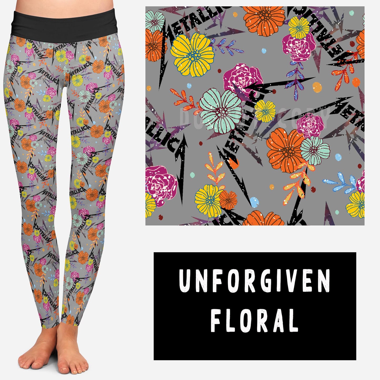 BAND RUN 2- UNFORGIVEN FLORAL LEGGINGS/CAPRI/JOGGERS