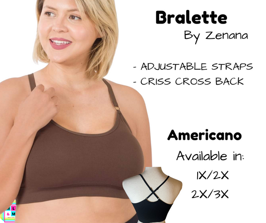 Plus Cross Back Bralette - Americano