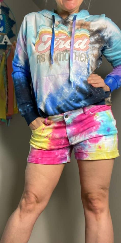 TIE DYE JEAN SHORTS