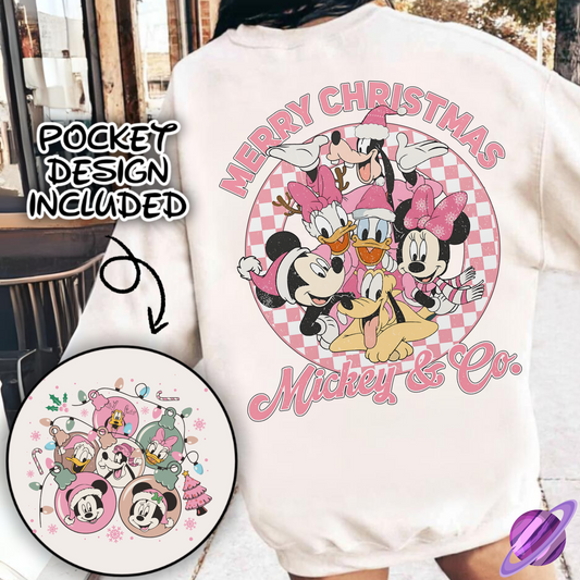 PINK MOUSE CO SWEATSHIRT W/ POCKET PRINT