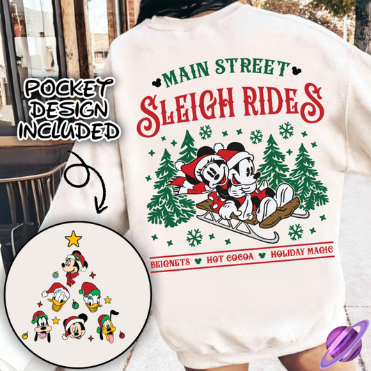 SLEIGH RIDES SWEATSHIRT W/ POCKET PRINT