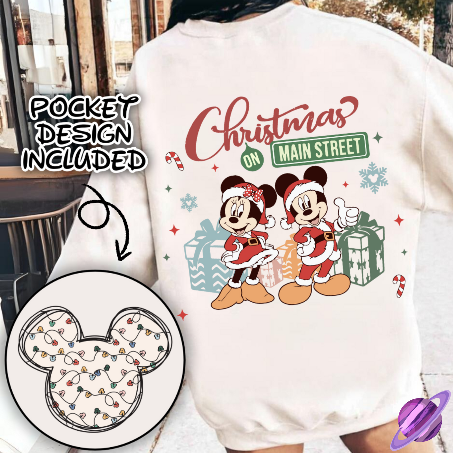 CHRISTMAS ON MAIN 5 SWEATSHIRT W/ POCKET PRINT