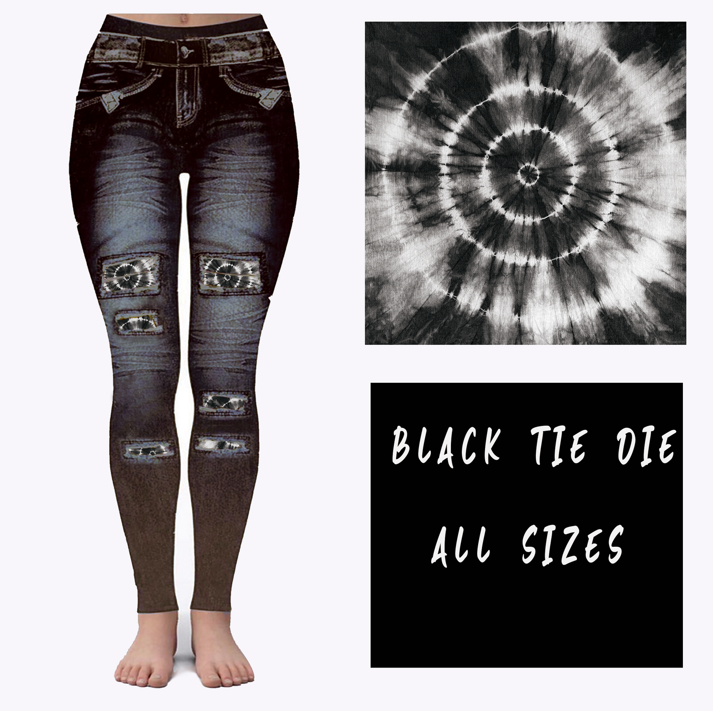 LEGGING JEAN RUN-BLACK TIE DYE (ACTIVE BACK POCKETS)