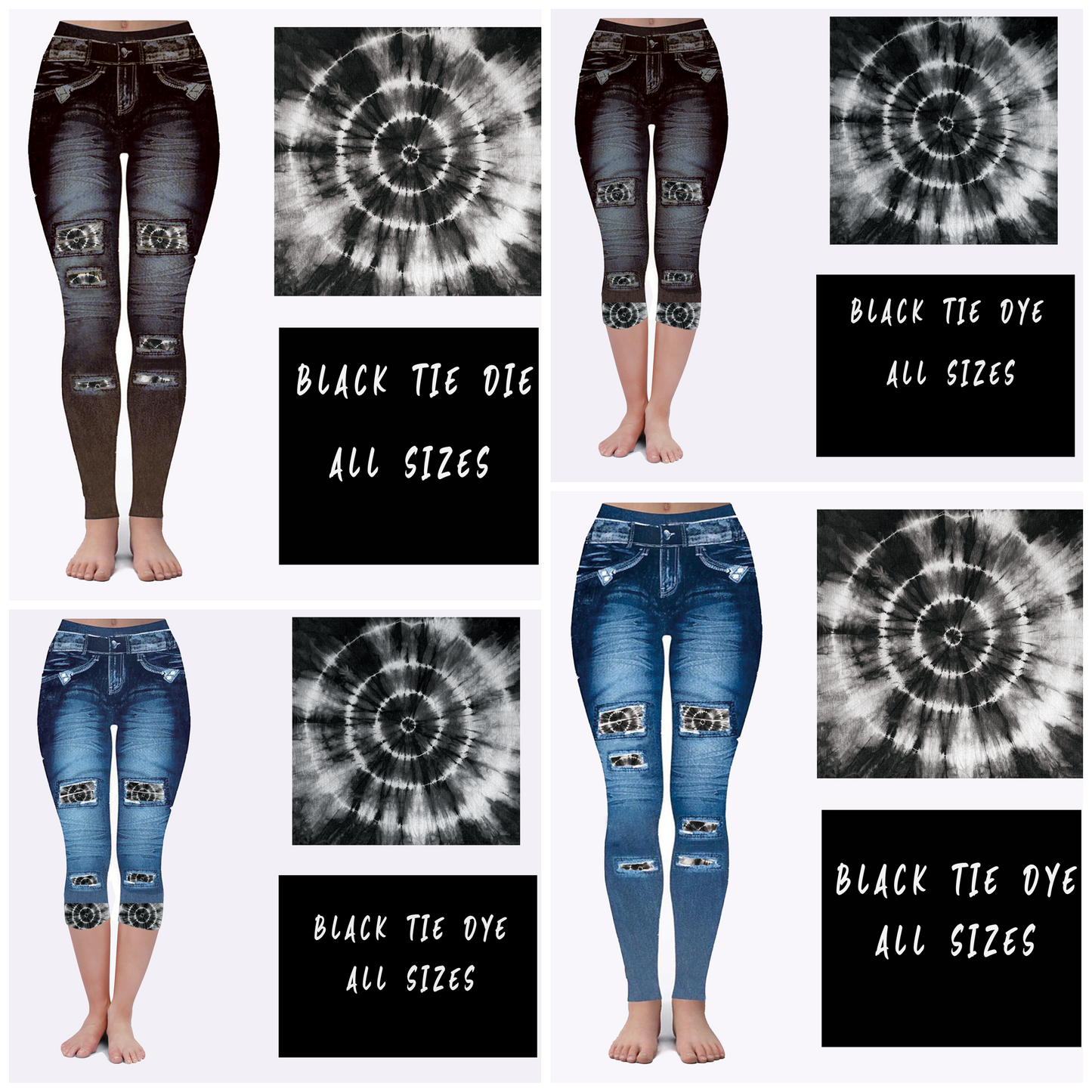 LEGGING JEAN RUN-BLACK TIE DYE (ACTIVE BACK POCKETS)