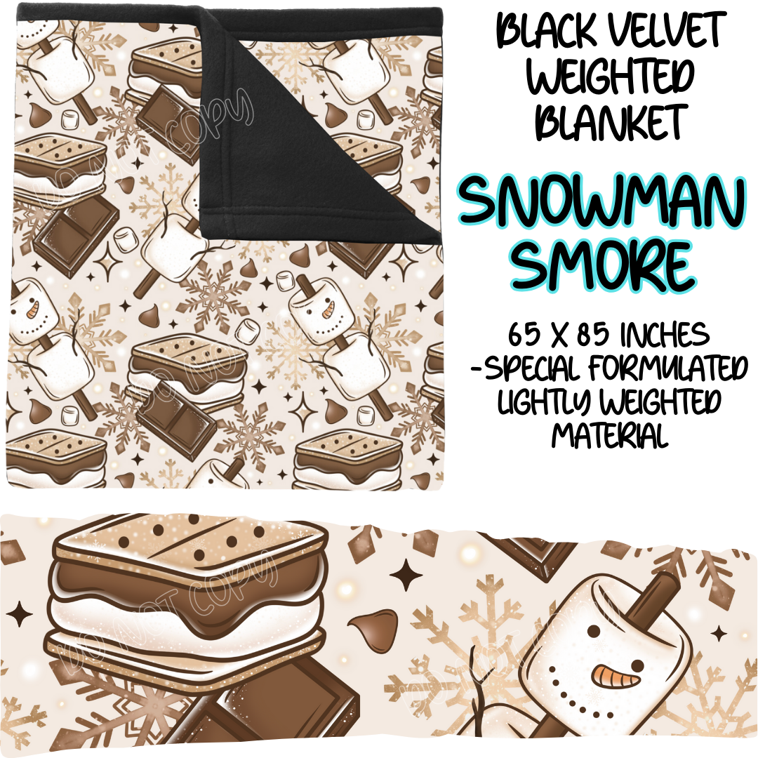 SNOWMAN SMORE - BLACK VELVET WEIGHTED BLANKET ROUND 4 PREORDER CLOSING 10/16