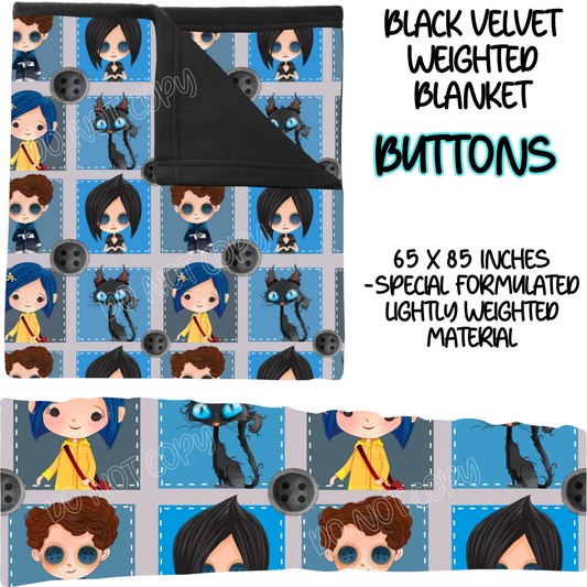 BUTTONS - BLACK VELVET WEIGHTED BLANKET ROUND 4 PREORDER CLOSING 10/16