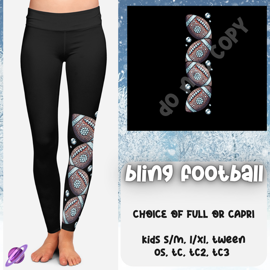 BLING FOOTBALL   - ONE LEG LEGGING & HOODIE RUN - LEGGING/CAPRI PREORDER CLOSING 10/24