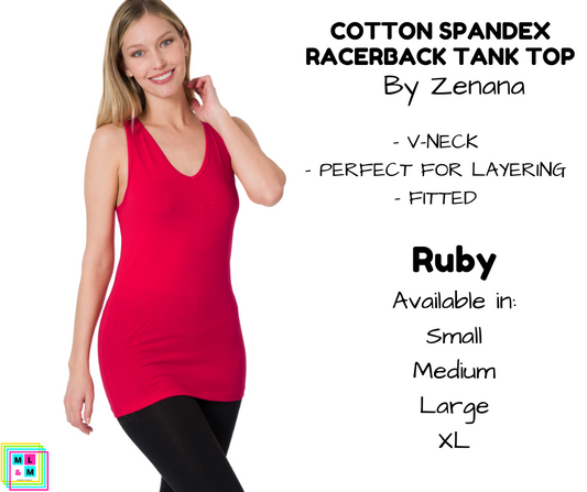 Cotton Spandex Racerback Tank - Ruby