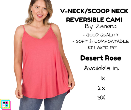 PLUS V-Neck/Scoop Neck Reversible Cami - Desert Rose