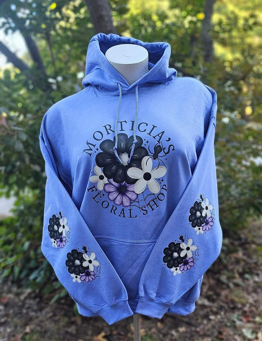 Mortia's Flower Shop HOODED SWEATSHIRT W/ SLEEVE PRINT