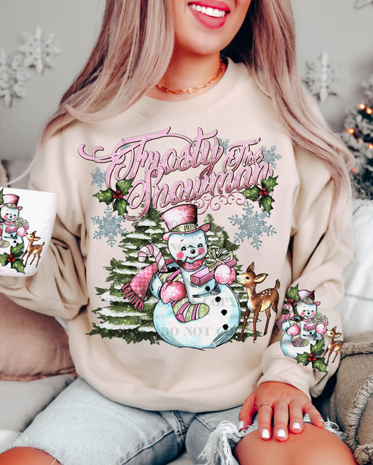 CLASSIC SNOWMAN CREWNECK SWEATSHIRT W/ SLEEVE PRINT