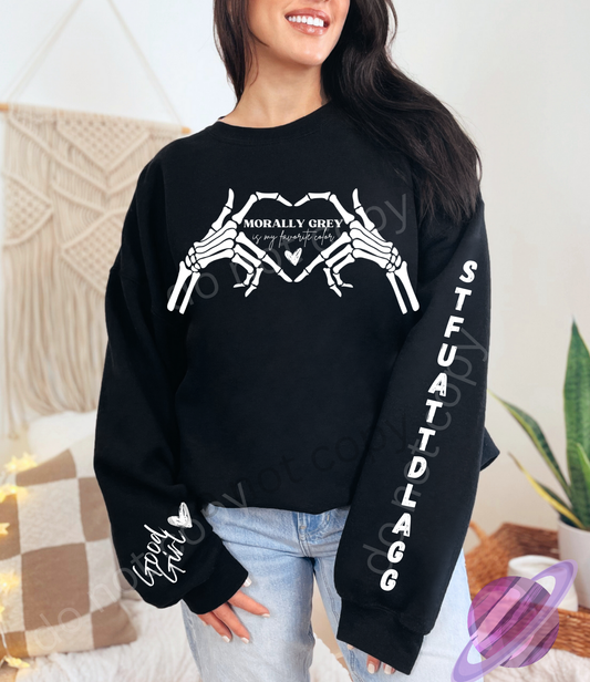 MORALLY GREY SWEATSHIRT W/ SLEEVE PRINT