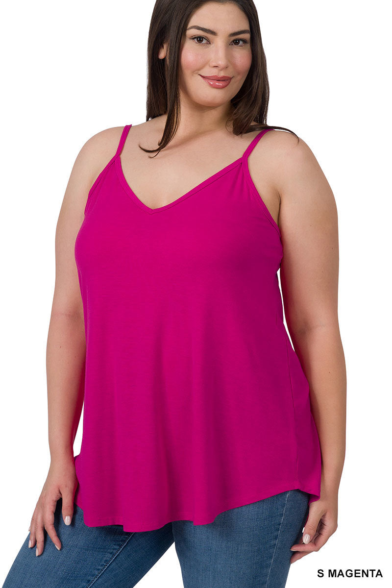 PLUS V-Neck/Scoop Neck Reversible Cami - S Magenta