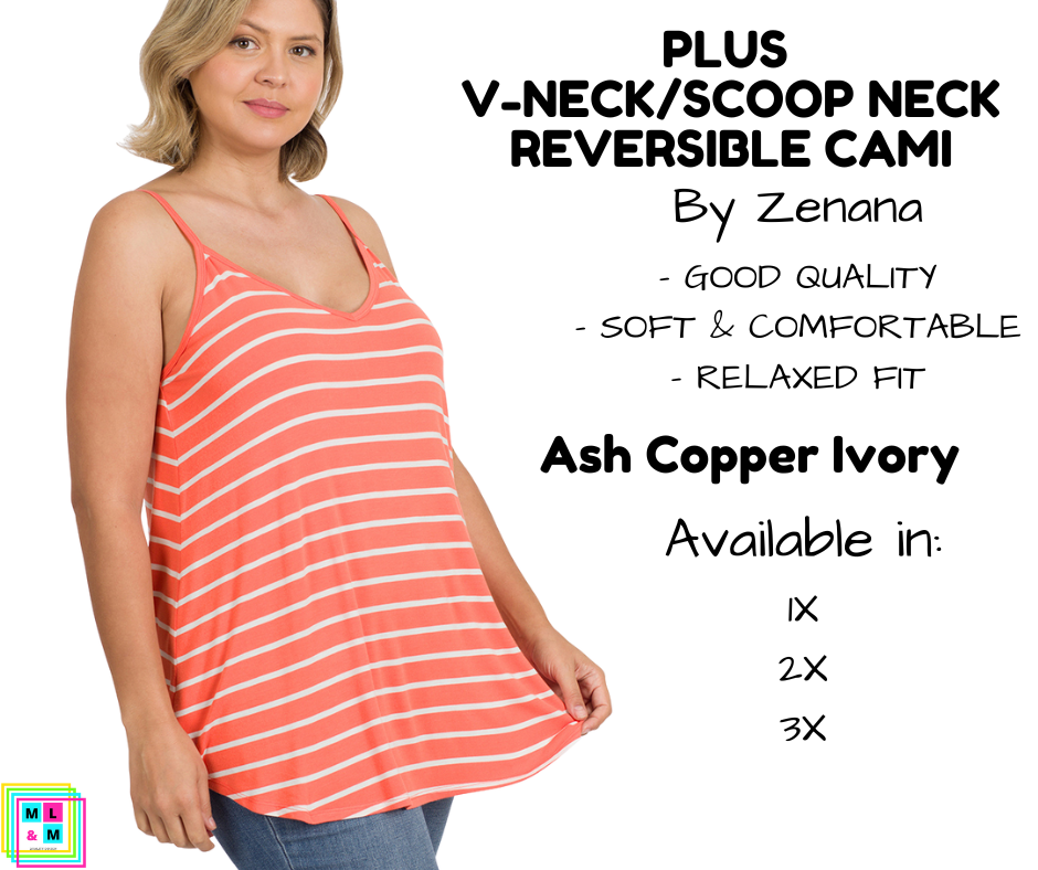 PLUS V-Neck/Scoop Neck Reversible Cami - Ash Copper/Ivory