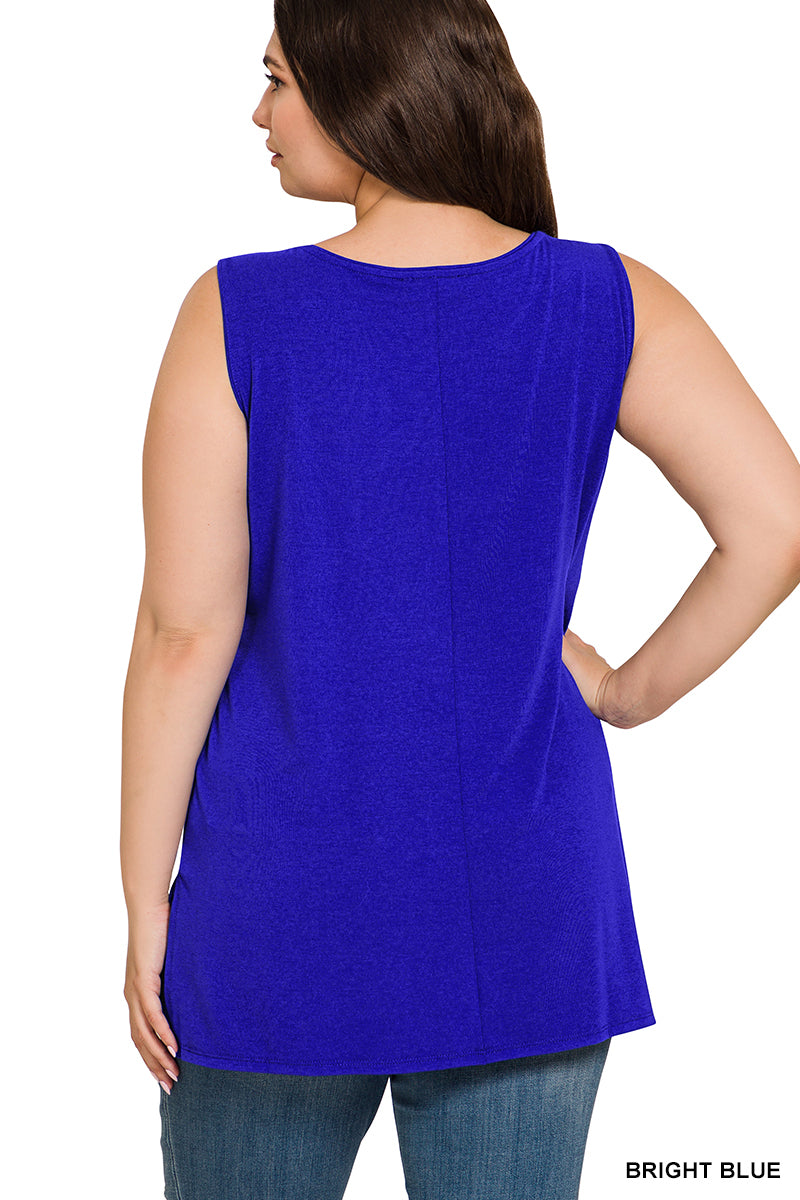 PLUS Sleeveless Round Neck Top - Bright Blue