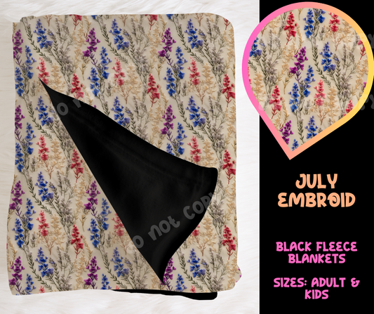 JULY EMBROID - SOFT BLACK FLEECE THROW BLANKETS RUN 4- PREORDER CLOSING 4/9