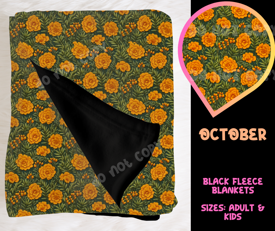 OCTOBER - SOFT BLACK FLEECE THROW BLANKETS RUN 4- PREORDER CLOSING 4/9