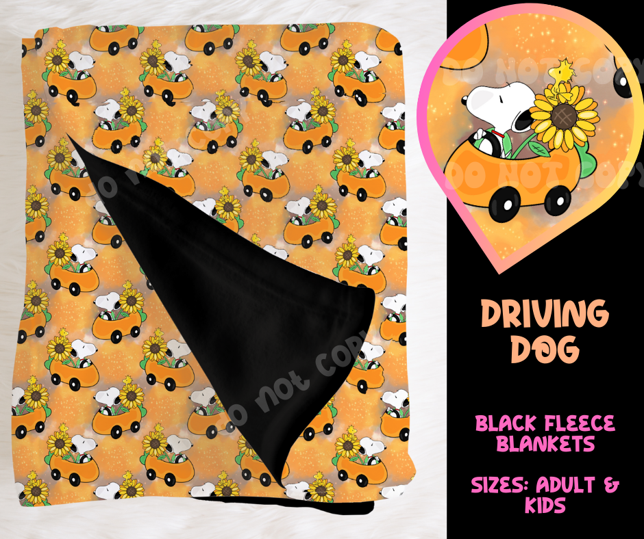 DRIVING DOG - SOFT BLACK FLEECE THROW BLANKETS RUN 4- PREORDER CLOSING 4/9