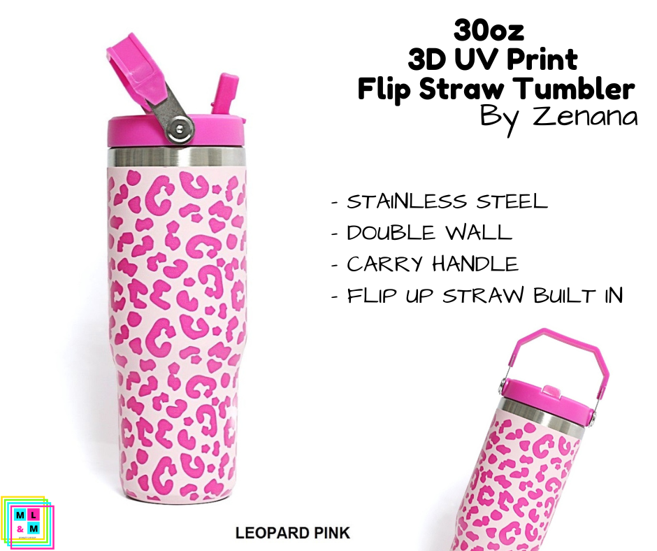 30oz 3D UV Printed Flip Straw Tumbler - Multiple Designs