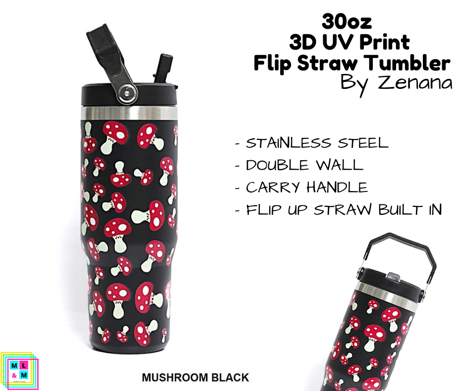 30oz 3D UV Printed Flip Straw Tumbler - Multiple Designs