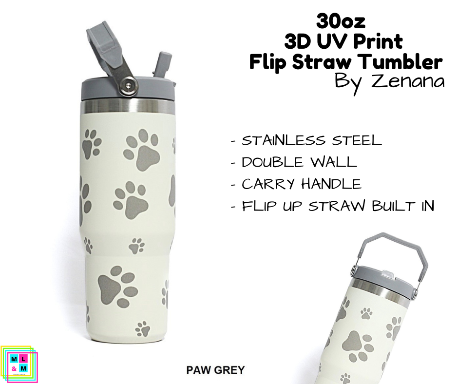 30oz 3D UV Printed Flip Straw Tumbler - Multiple Designs