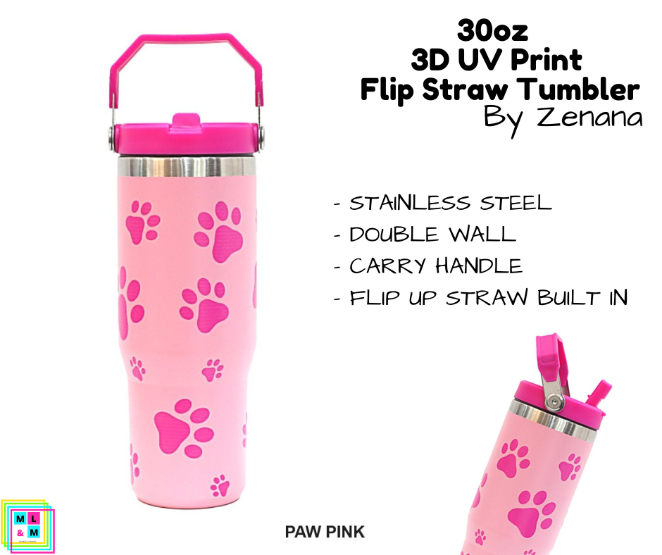 30oz 3D UV Printed Flip Straw Tumbler - Multiple Designs