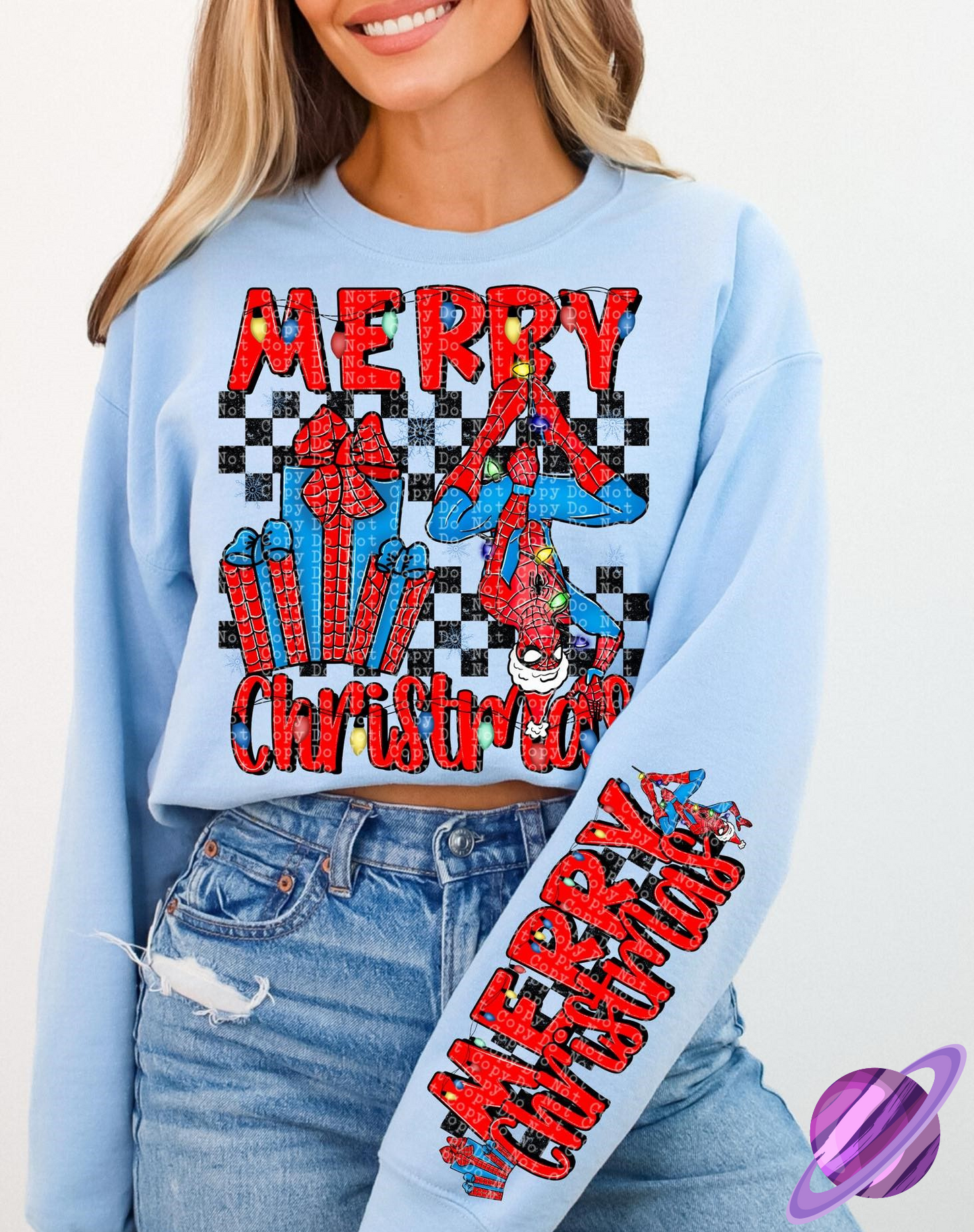 MERRY XMAS SPIDEY SWEATSHIRT W/ SLEEVE PRINT