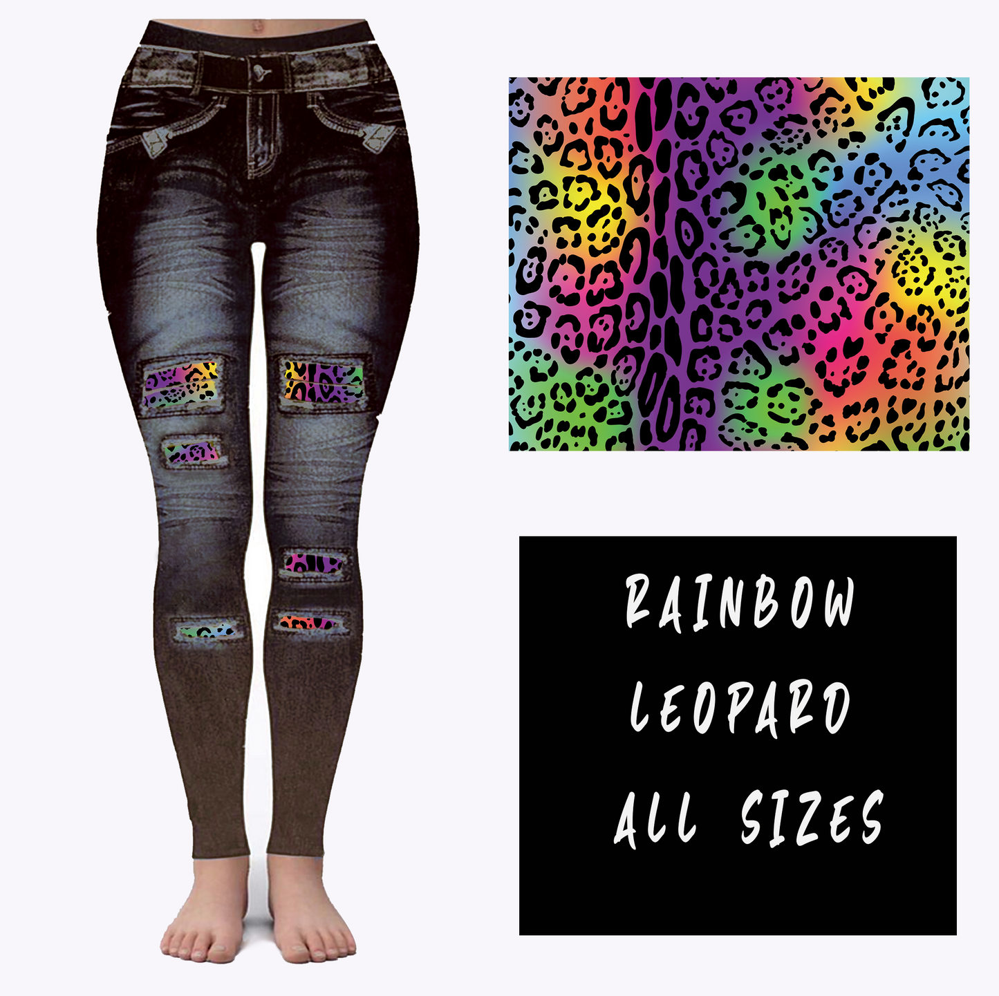 LEGGING JEAN RUN-RAINBOW LEOPARD (ACTIVE BACK POCKETS)