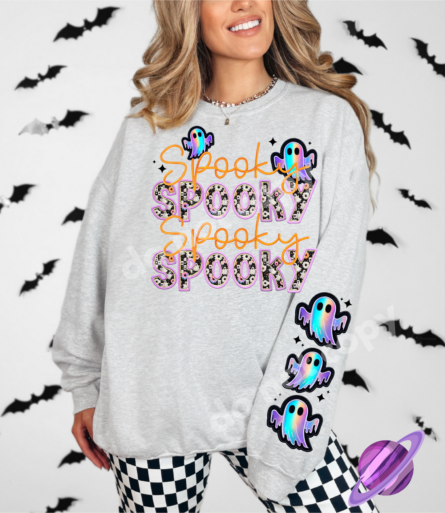 SPOOOKY FAUX EMBROIDERY SWEATSHIRTS 2