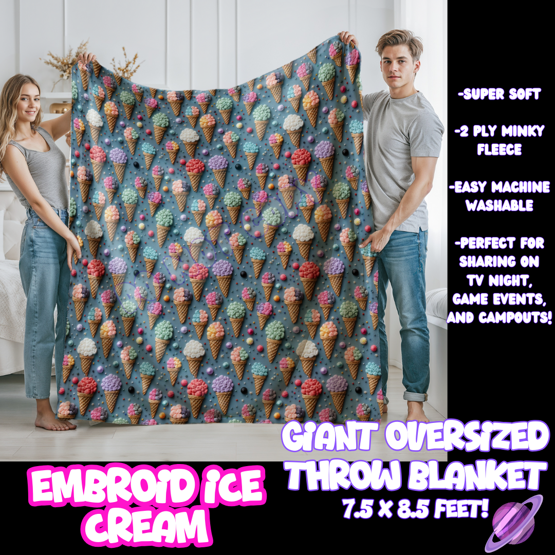 EMBROID ICE CREAM- GIANT SHAREABLE THROW BLANKETS ROUND 10-PREORDER CLOSING 12/2