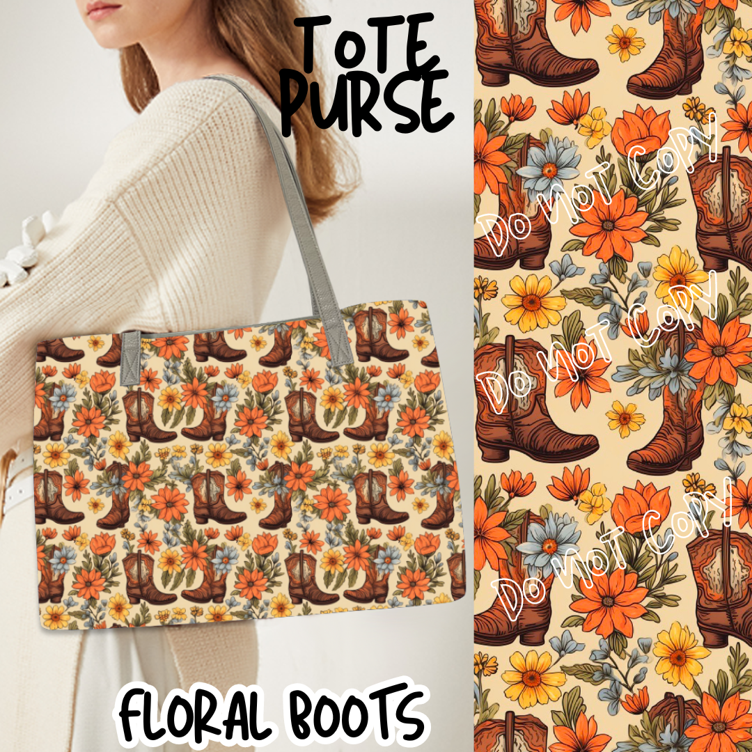 FLORAL BOOTS  - BAG RUN 3 - TOTE PURSE - PREORDER CLOSING 10/22