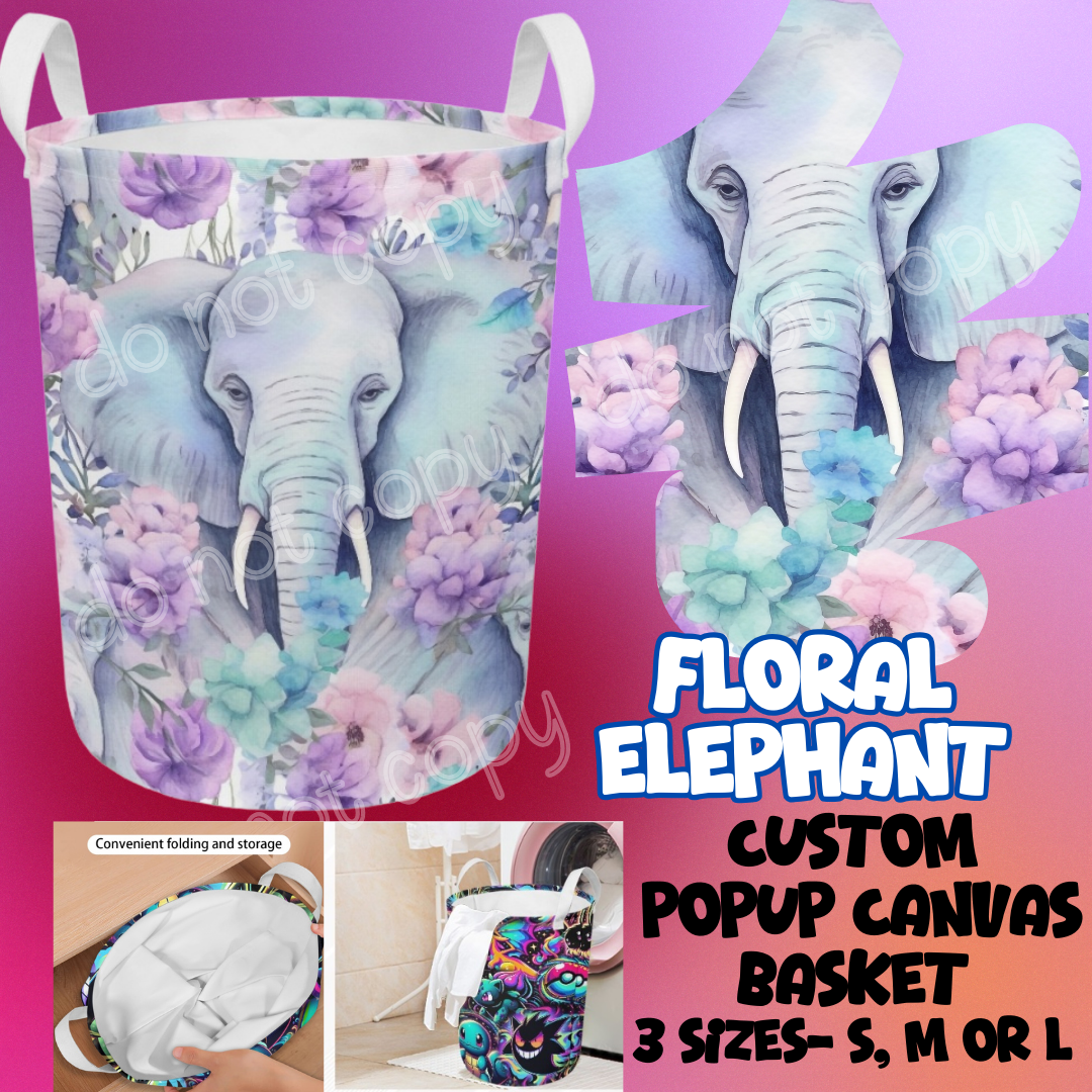 FLORAL ELEPHANT - STORAGE BASKETS - PREORDER CLOSING 12/4