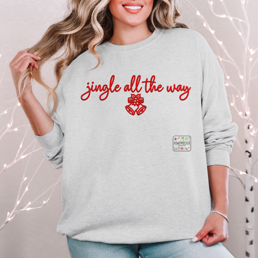 JINGLE ALL THE WAY FAUX EMBROID SWEATSHIRT