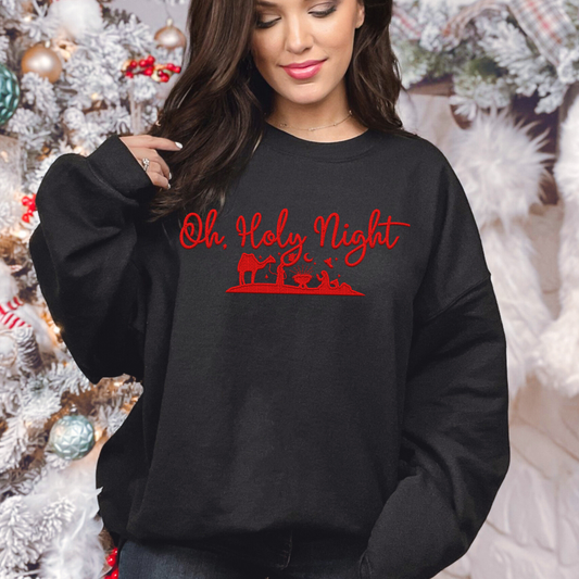 OH HOLY NIGHT FAUX EMBROID SWEATSHIRT