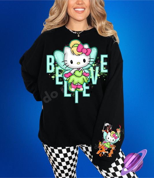 FAIRY KITTY- CREWNECK SWEATSHIRT  W/ SLEEVE PRINT