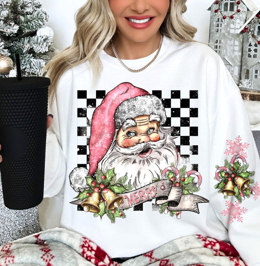 VINTAGE SANTA CREWNECK SWEATSHIRT W/ SLEEVE PRINT